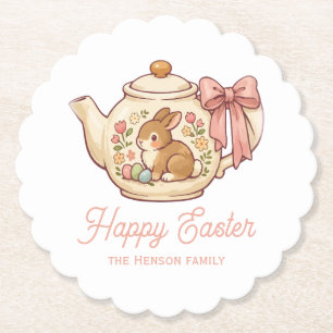 Posavasos De Papel Tetera personalizada del conejo de Pascua Fiesta f