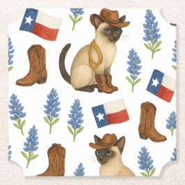 Posavasos De Papel Texas Birthday Themed for Cat Lovers 