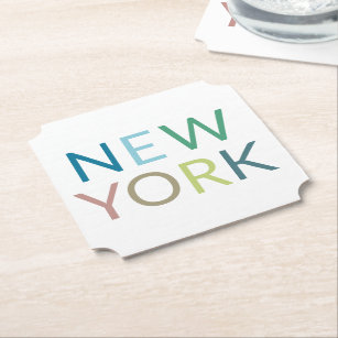 Posavasos De Papel Texto colorido de Nueva York 