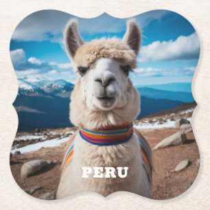 Posavasos De Papel Texto personalizado Perú Llama