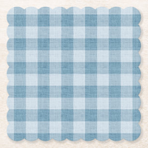 Posavasos De Papel Textura de lino a cuadros Búfalo de gingham azul p