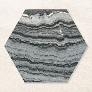 Posavasos De Papel Textura de mármol de ágata blanco negro de piedra 