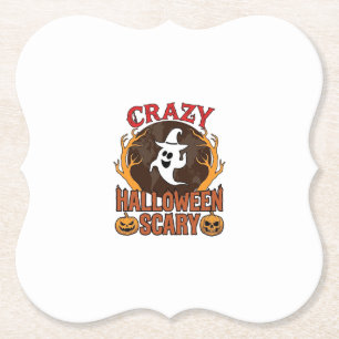 Posavasos De Papel Textura grabada retro de calabaza espeluznante de