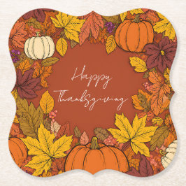 Posavasos De Papel Thanksgiving Fall Pumpkin Greetings