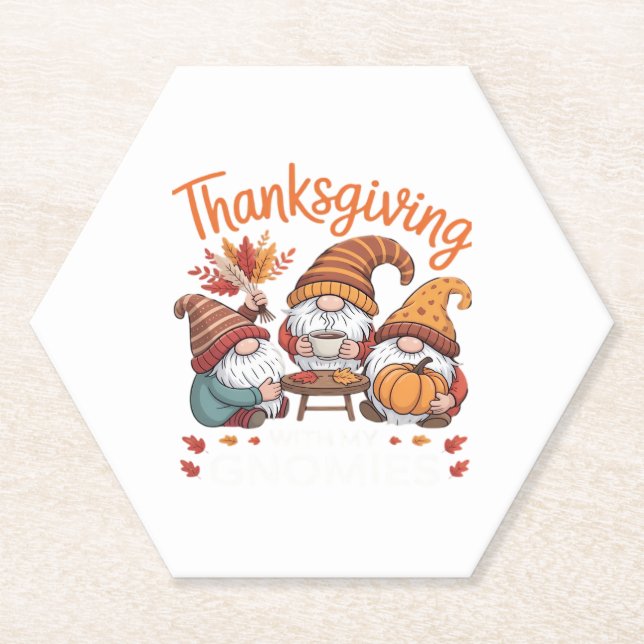 Posavasos De Papel Thanksgiving Gnome Fall Leopard Turkey Essential T (Anverso)