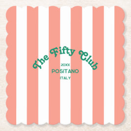 Posavasos De Papel The Fifty Club Peach Beach Stripe 50th Birthday