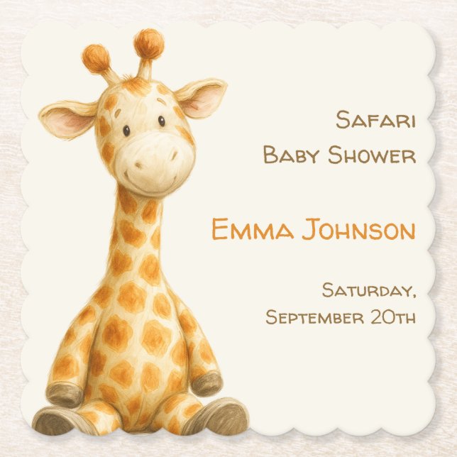 Posavasos De Papel The Little Explorer | Safari Friends Baby Shower (Anverso)