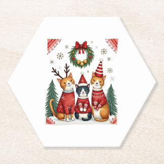 Posavasos De Papel Three Cat Funny Christmas Cat Ugly Xmas Sweater Me