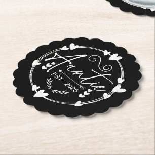Posavasos De Papel Tía Est 2025 Invitación del bebé Guay Humor de la