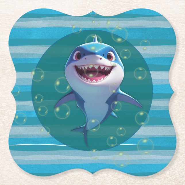 Posavasos De Papel Tiburón Bebé Coasters de Papel (Anverso)