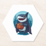 Posavasos De Papel Tiburón de truco o truco de Halloween<br><div class="desc">Tiburón de truco o truco de Halloween</div>