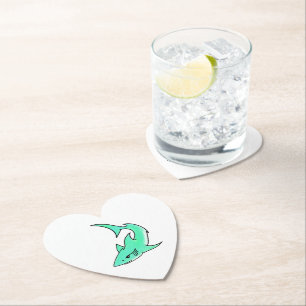 Posavasos De Papel tiburón sonriente de dibujos animados azul verde m