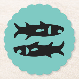 Posavasos De Papel Tiburones de peces negros diseño aguamarina Pisces