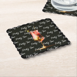 Posavasos De Papel Tiempo de fiesta Neon Moderno Personalizado