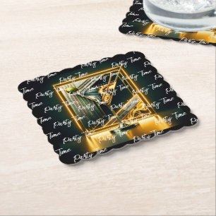 Posavasos De Papel Tiempo de Fiesta popular neón personalizado