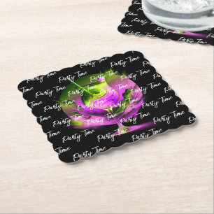 Posavasos De Papel Tiempo de neón moderno Fiesta personalizado