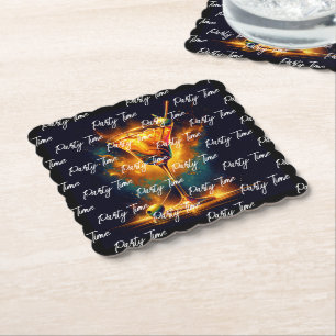 Posavasos De Papel Tiempo Fiesta moderno neón personalizado