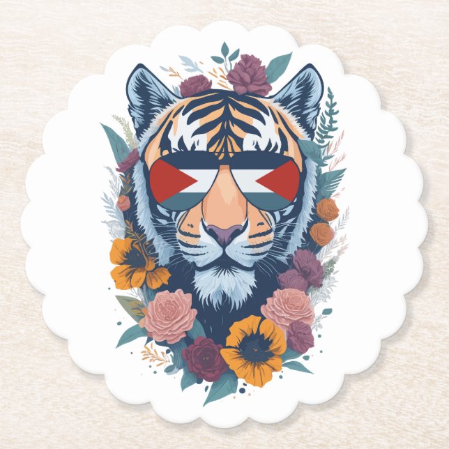 Posavasos De Papel Tigre palestino - BANDERA palestina (Anverso)