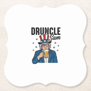 Posavasos De Papel Tío Borracho Sam Diseño Divertido de Cerveza Patri