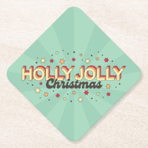 Posavasos De Papel Tipografía vintage en 3d, texto de navidad sana