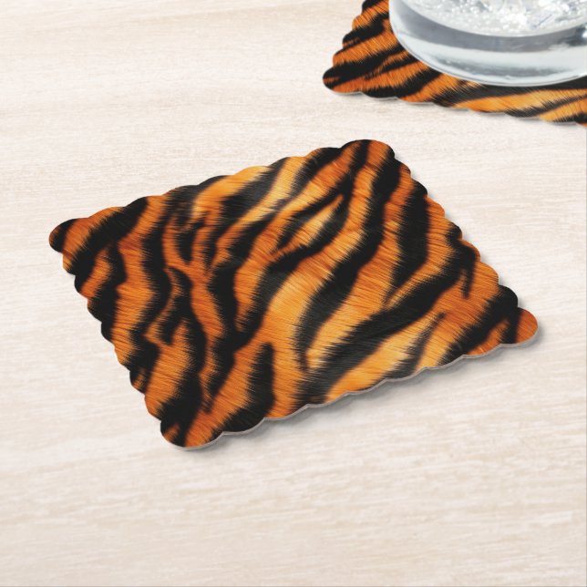 Posavasos De Papel Tiras de tigre negro naranja (En perspectiva)