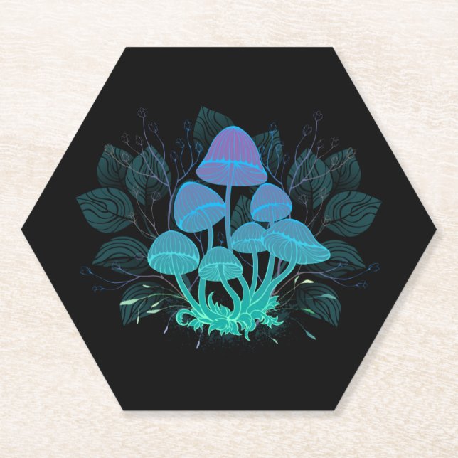 Posavasos De Papel Toadstools en Bushes (Anverso)