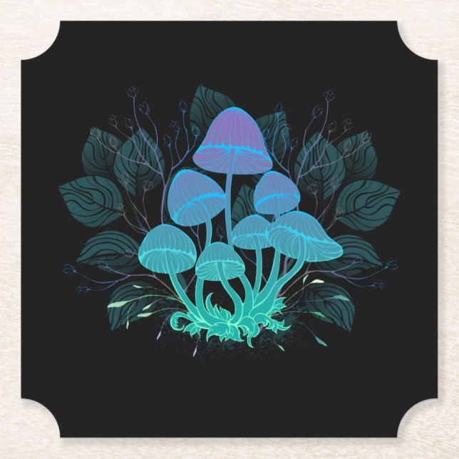 Posavasos De Papel Toadstools en Bushes (Anverso)