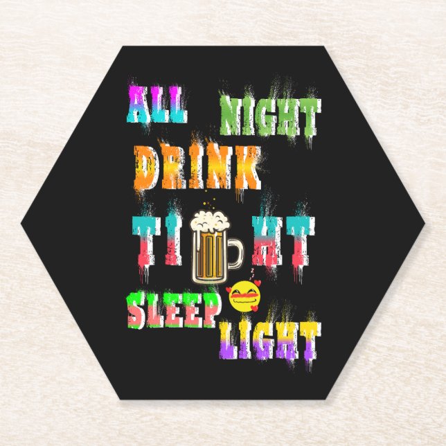 Posavasos De Papel Toda la bebida nocturna Luz de sueño estrecha (Anverso)
