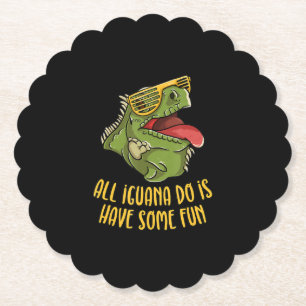 Posavasos De Papel Todo lo que la iguana hace es divertirse - reptil