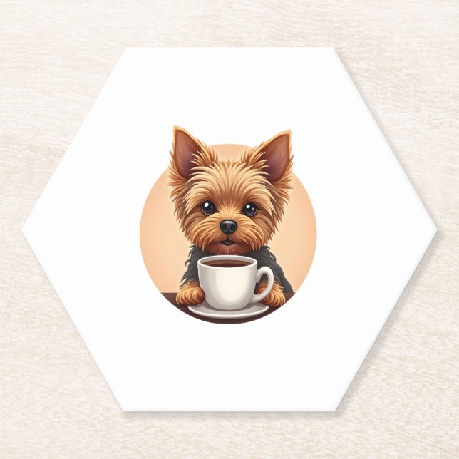 Posavasos De Papel Todo lo que necesito es café y yorkie (Anverso)