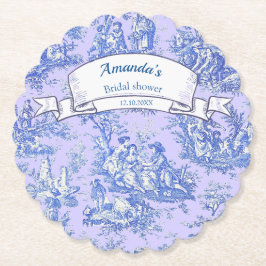 Posavasos De Papel Toile de Jouy floral azul violeta vintage