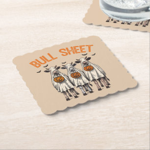 Posavasos De Papel Toro divertido hoja vintage Halloween