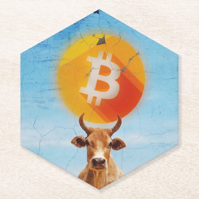 Posavasos De Papel Toro Resistente de Bitcoin (Anverso)