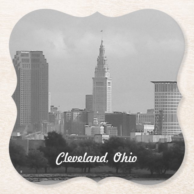 Posavasos De Papel Torre de Cleveland BW (Anverso)