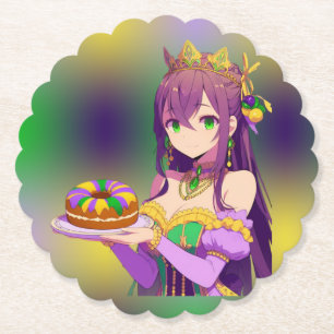 Posavasos De Papel Torta del Rey Anime Mardi Gras