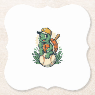 Posavasos De Papel Tortuga de béisbol grabado vintage diseño gráfico_