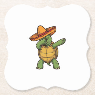 Posavasos De Papel Tortuga haciendo dabbing Sombrero Diseño Vector Vi