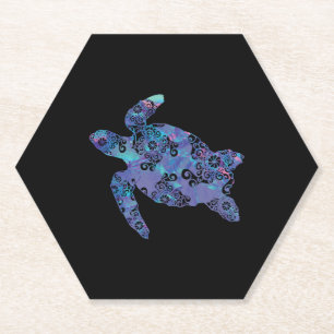 Posavasos De Papel Tortuga marina Mandala arte mágico de color ligero