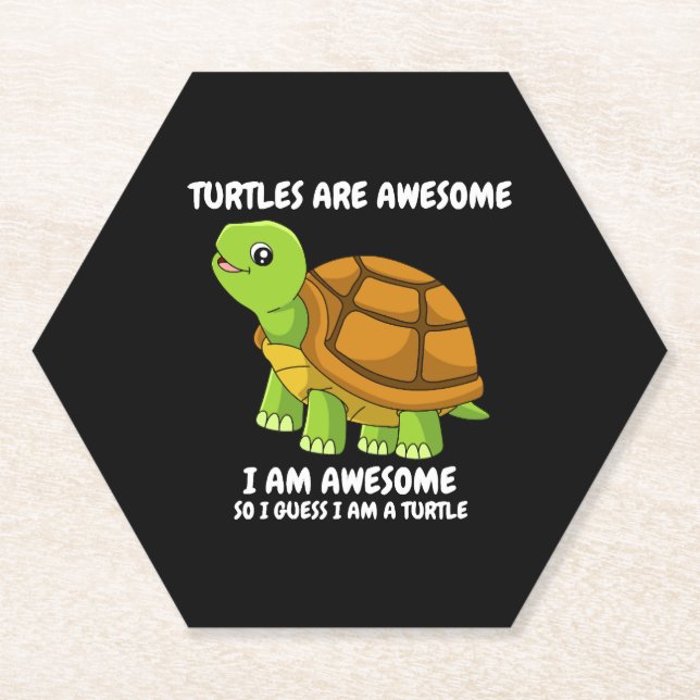 Posavasos De Papel tortuga sonriente divertida (Anverso)