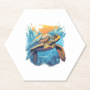 Posavasos De Papel Tortuga submarina serena copia