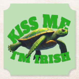 Posavasos De Papel Tortuga verde - Bésame soy irlandés