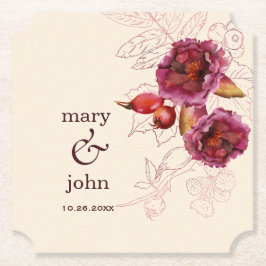 Posavasos De Papel Tracería del Rosa Boho Burgundy