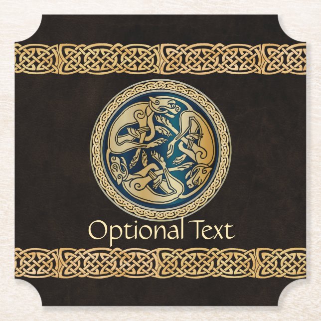 Posavasos De Papel Tradición de Knotwork de Lobo Celta (Anverso)
