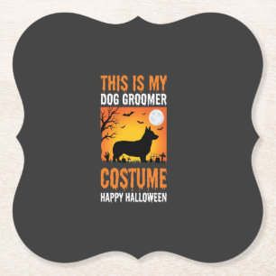 Posavasos De Papel Traje de peluquero de perro de Halloween Silueta