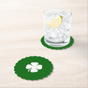 Posavasos De Papel Trébol Verde Irlandés de Cuatro Hojas Afortunado