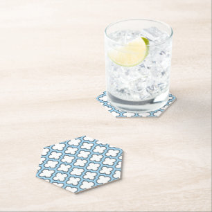 Posavasos De Papel Trellis azul blanco y bebé, Entramado, Quatrefoil