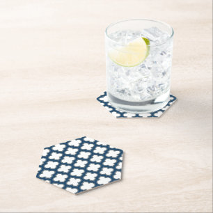 Posavasos De Papel Trellis azul blanco y naval, Entramado, Quatrefoil