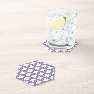 Posavasos De Papel Trellis blanca y púrpura, Entramado, Quatrefoil