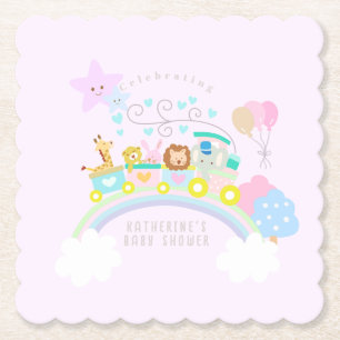 Posavasos De Papel Tren animales Pastel rosa bebé