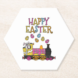 Posavasos De Papel Tren de vapor de conejo de Pascua